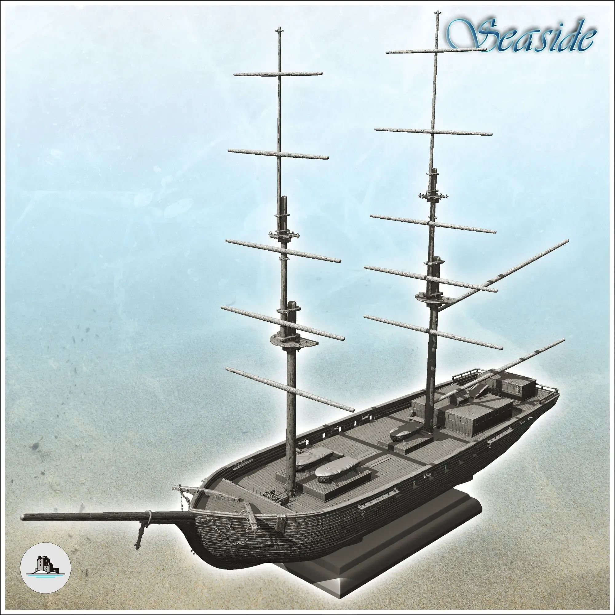 Brig sailing ship with two main masts - boat miniatures