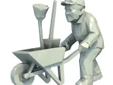 Man Pushing Wheelbarrow Low Poly-0