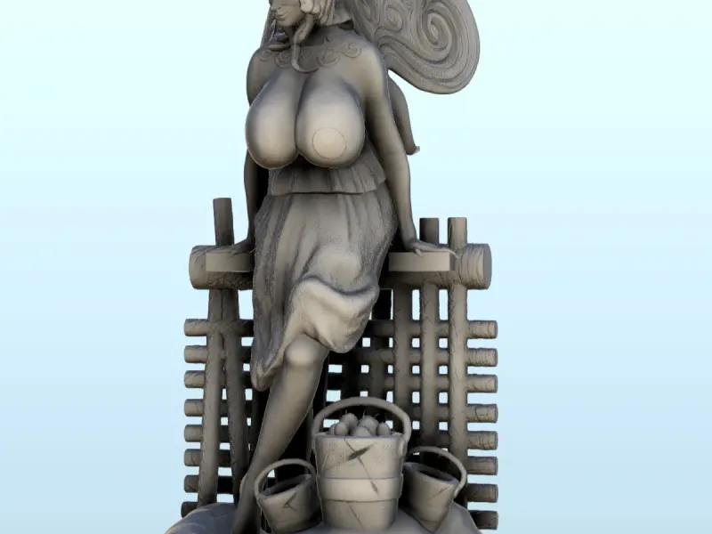 Double winged fairy with barrier and fruit baskets (censored
