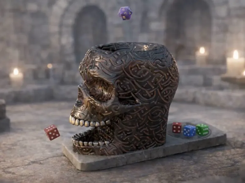 Skull Dice Tower and Dice Holder