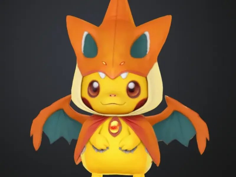 Pikachu with Charizard Costume 