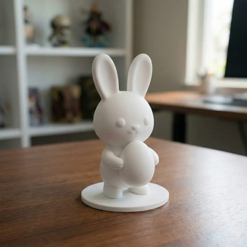 Easter Bunny holding Egg - Minimalist Organic Decor