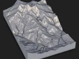 Detailed Mountain River Valley Terrain Tile – 3D Printable-7
