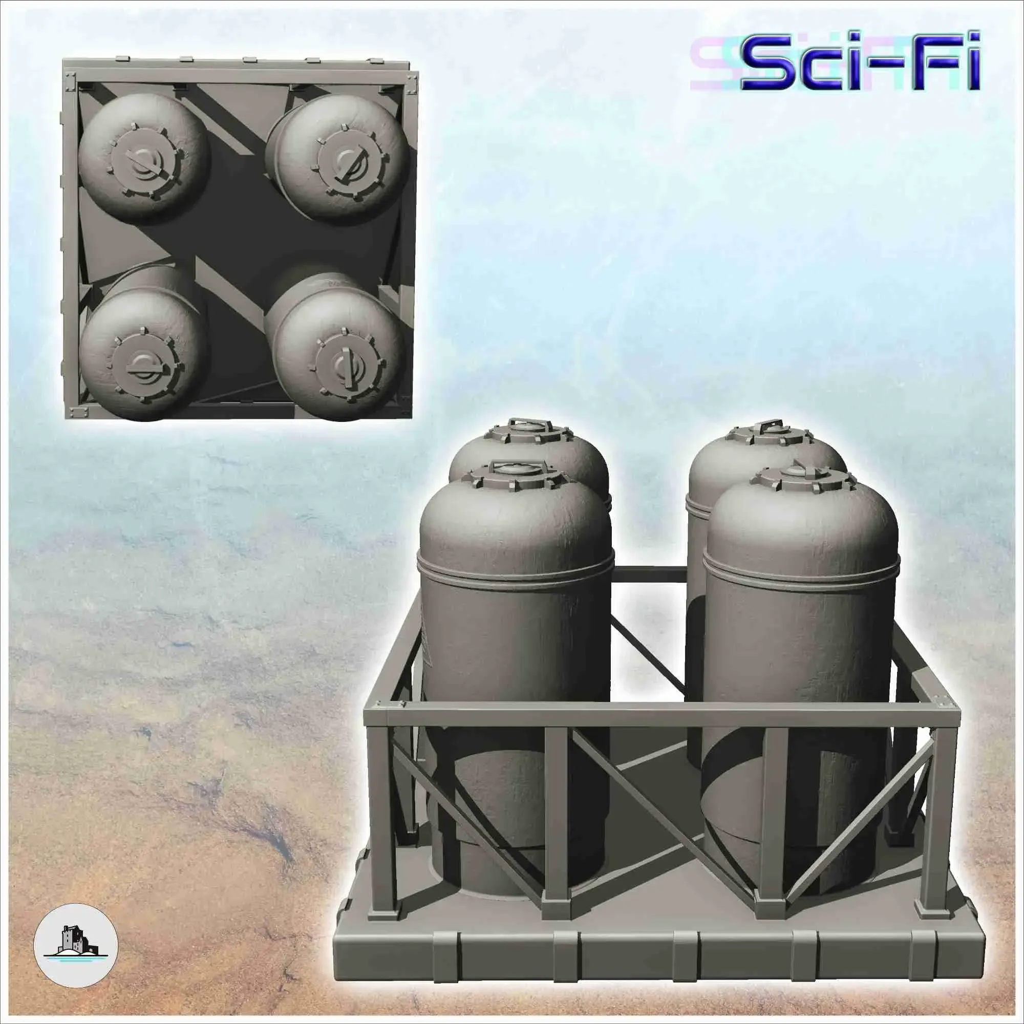 Cryogenic storage platform with four silos (21) - science fi