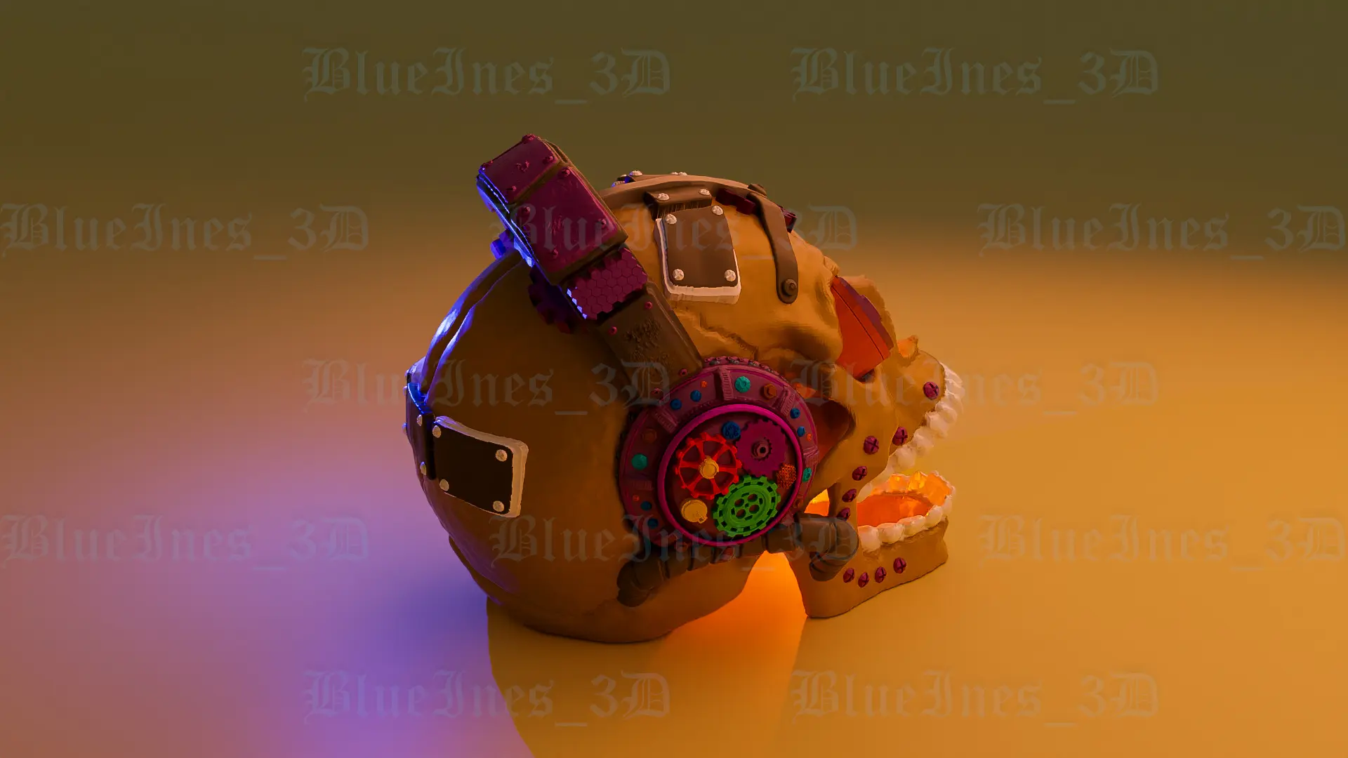 STEAMPUNK SKULL WITH HEADPHONES