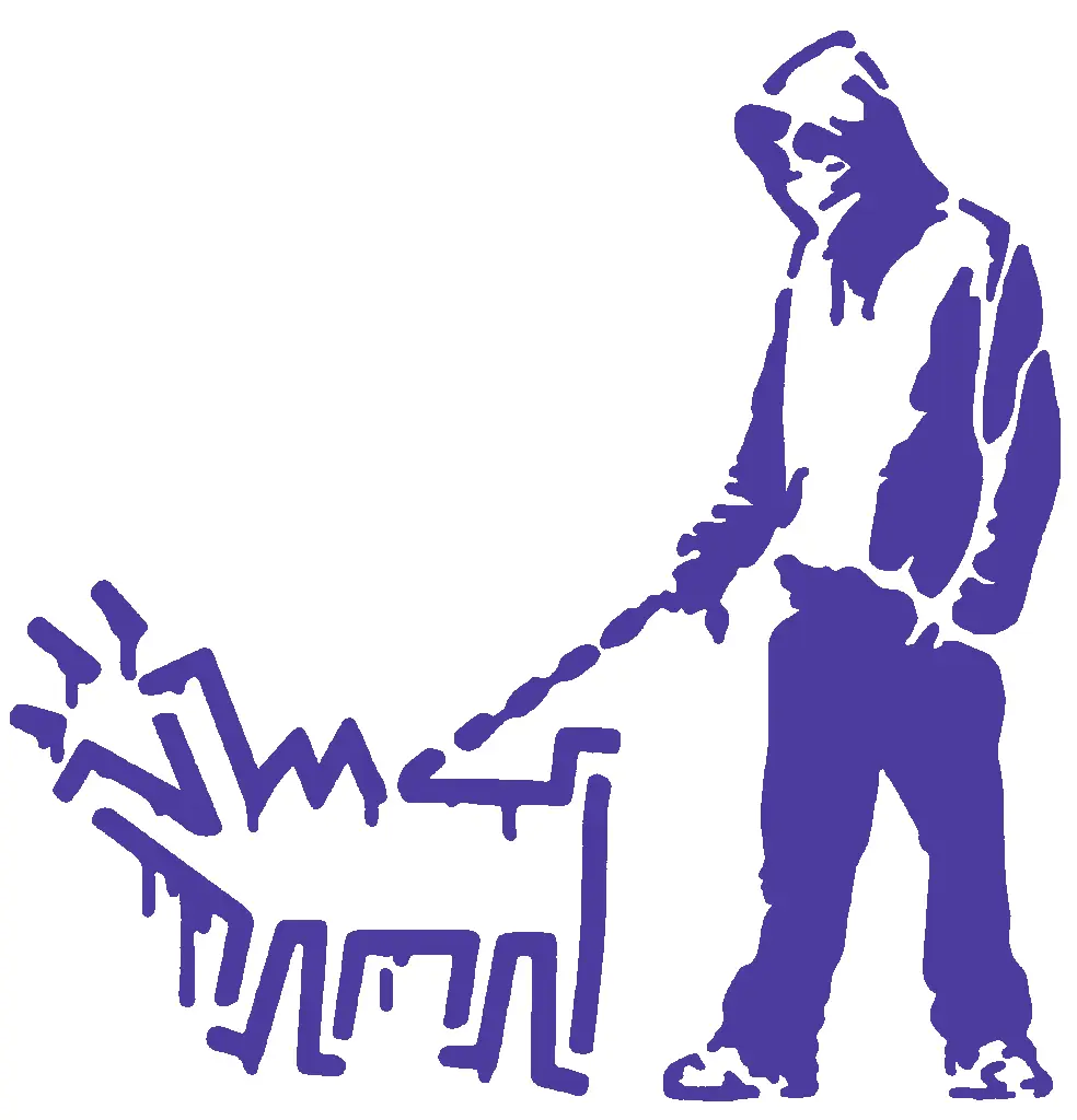 Banksy Paseando a Keith Haring Perro Stencil