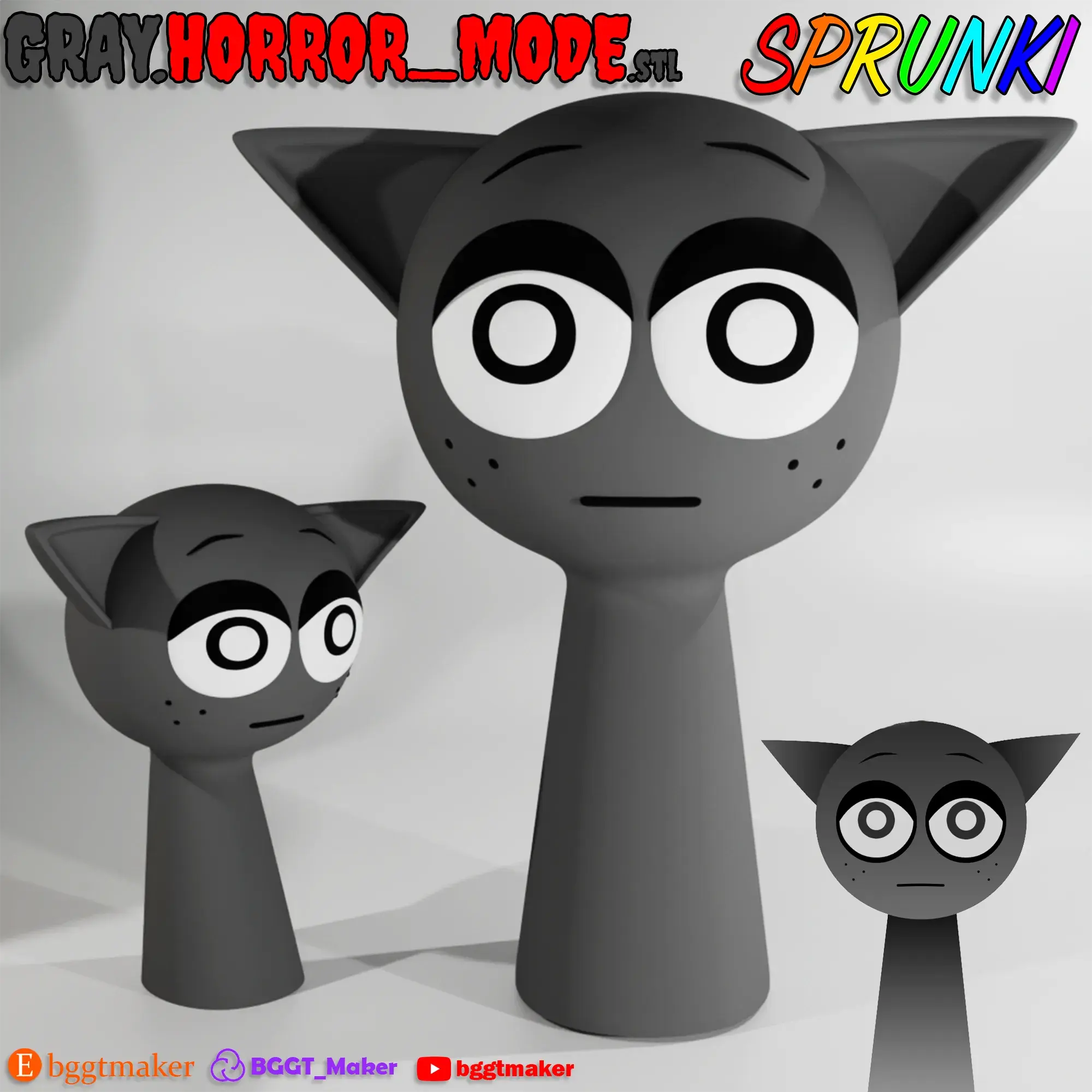 GRAY HORROR SPRUNKI INCREDIBOX | Grey Sprunki 3D Model STL