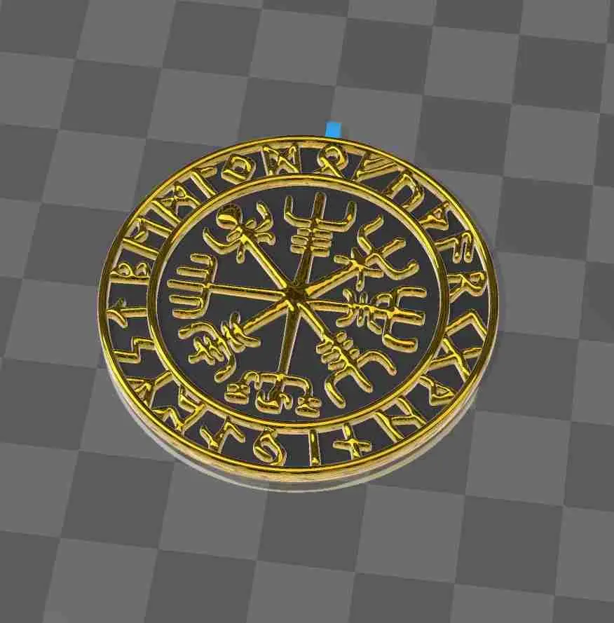 Busolă vikingă Vegvisir - Pandantiv cu rune centice
