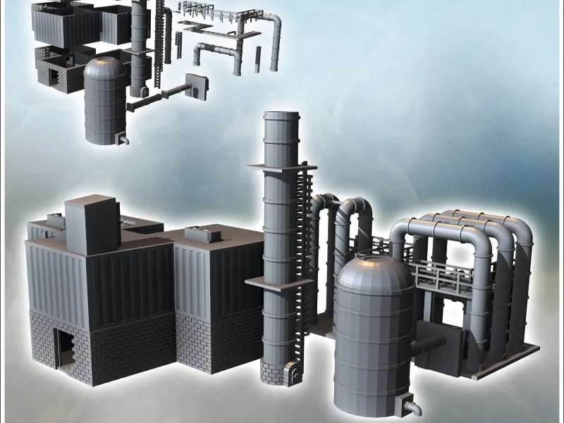 Industriebaukasten mit Lagersilo und Lüftungskanal