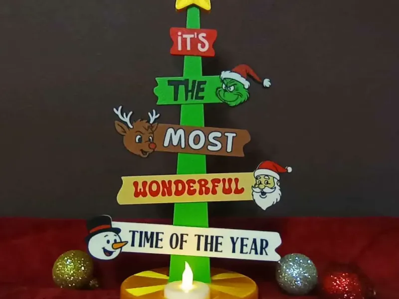 Christmas tree signs tealight decor