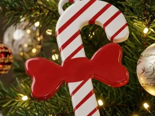 Candy Cane & Bow Christmas Ornament