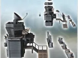 Modern Building & Accessory Set with Control Tower & Dish (2-2