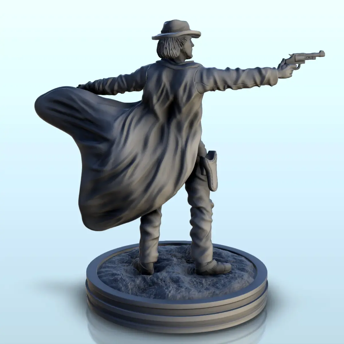 Cowboy with revolver and cape in the wind (8) - Old West Fig