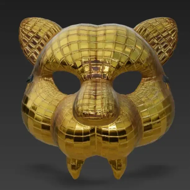 Gold Bear Face Mask 3D Print Model Decorative and Artistic