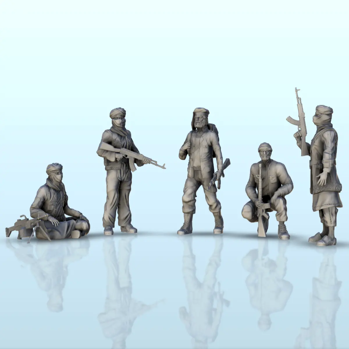 Section of modern Taliban fighters - miniatures scenery mode
