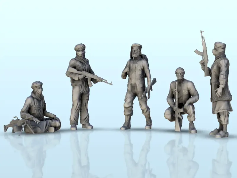Section of modern Taliban fighters - miniatures scenery mode