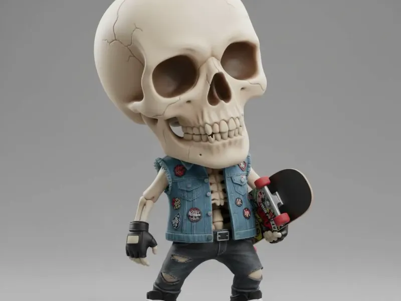 Chibi Punk Skull – Street Skater Collectible Figurine