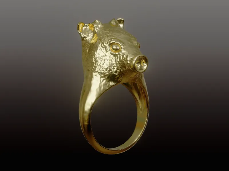 Pig head designer ring