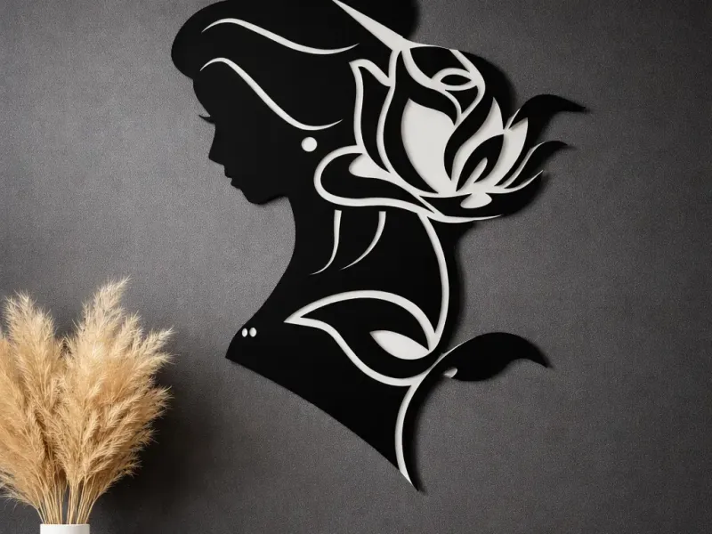 decoración pared mujer flor
