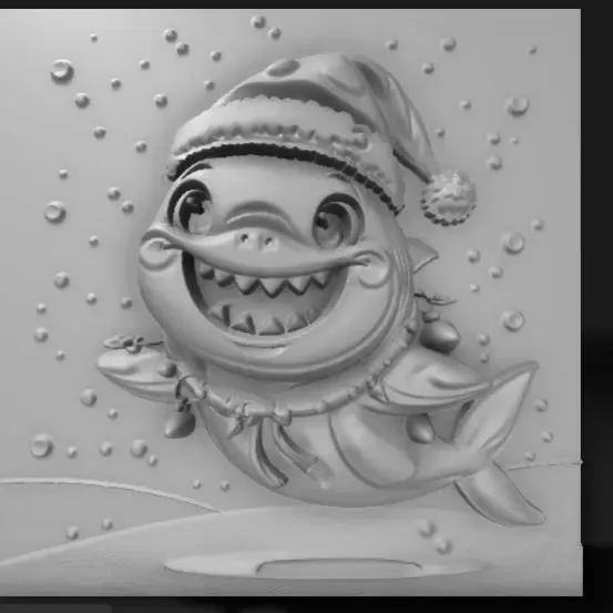 Christmas shark decorated with lights