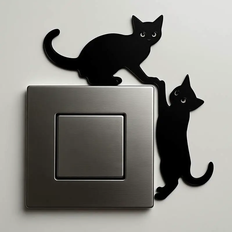 Cats Light Switch - Silhouette Wall Decoration Wallart