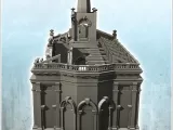 Ruined neo-classical public administration building with ped-3