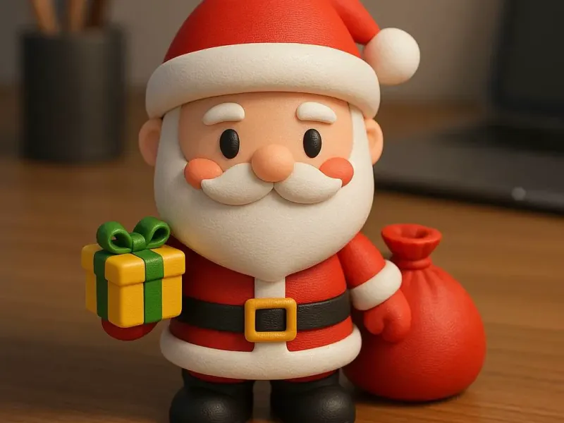 Chibi Santa Claus 3D Figurine – Cute Christmas Desk Decorati