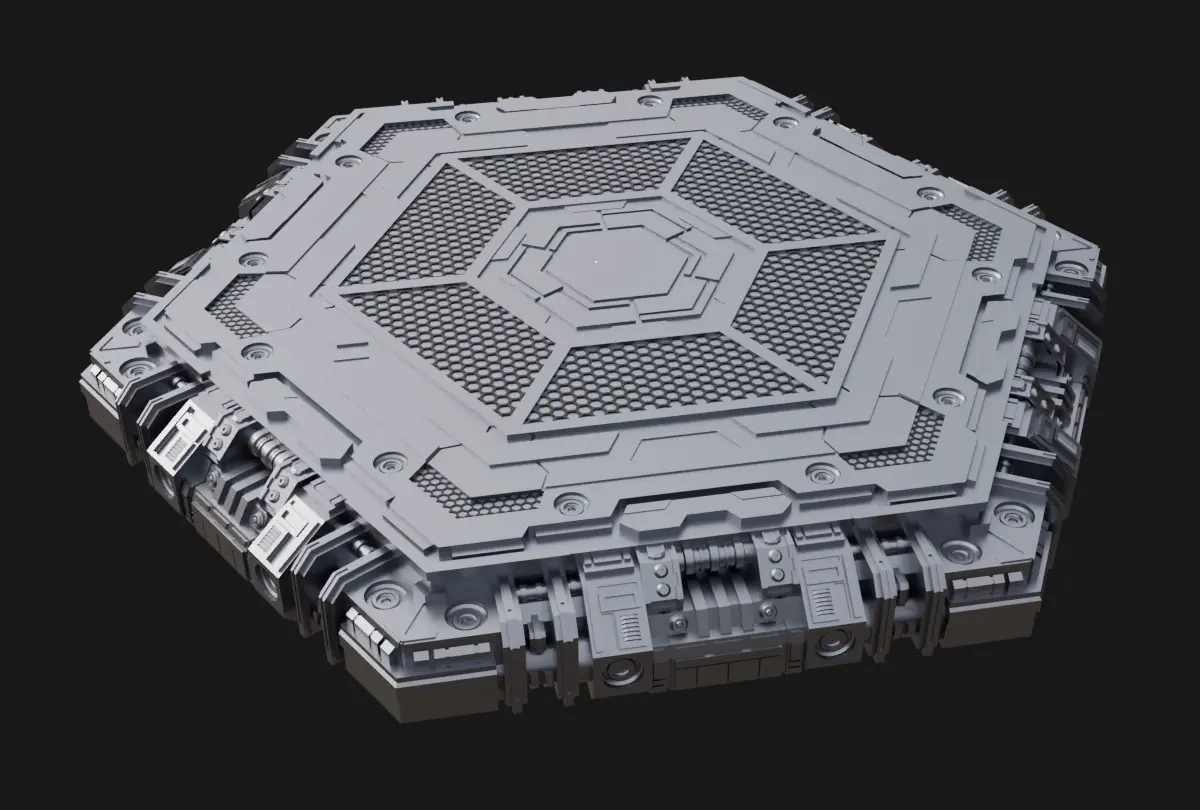 Hexagon Stand Base Diorama  Scifi Model A