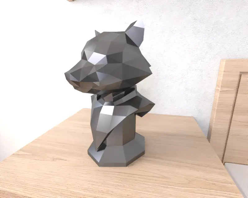 Rocket Raccoon Bust Lowpoly Low poly