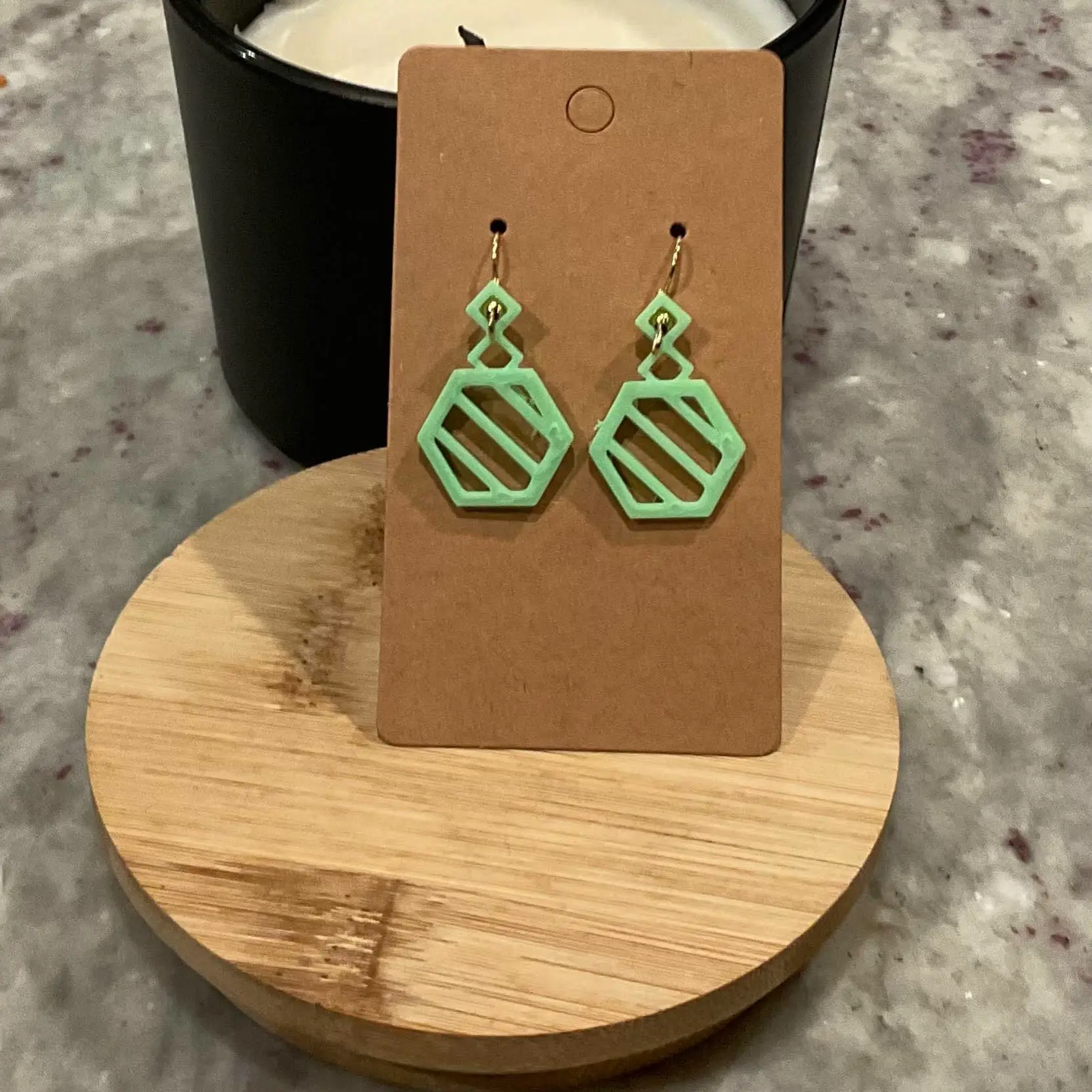 Hexagon earrings with stripes