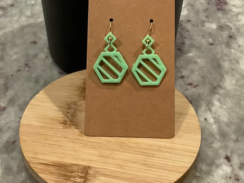 Hexagon earrings with stripes