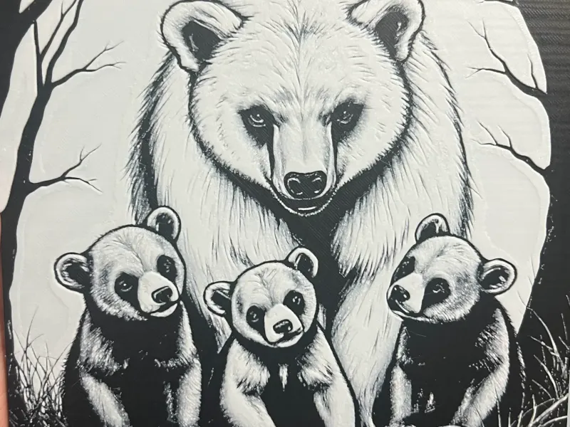 Bear & Cubs v2 Hueforge 200x200