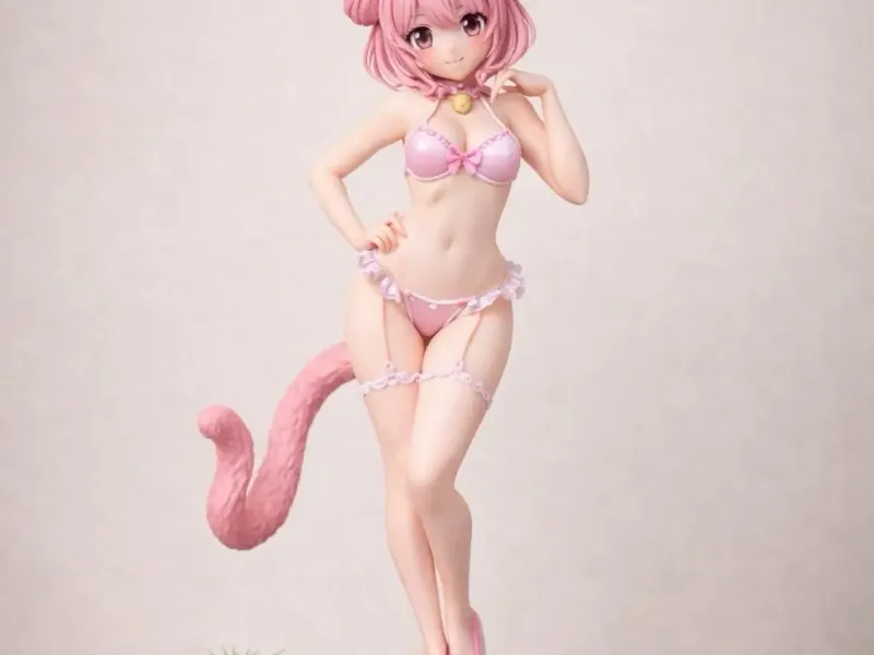 Pink Anime Cat Girl Figurine