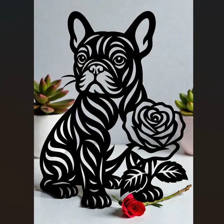 bouledogue rose saint valentin wall art