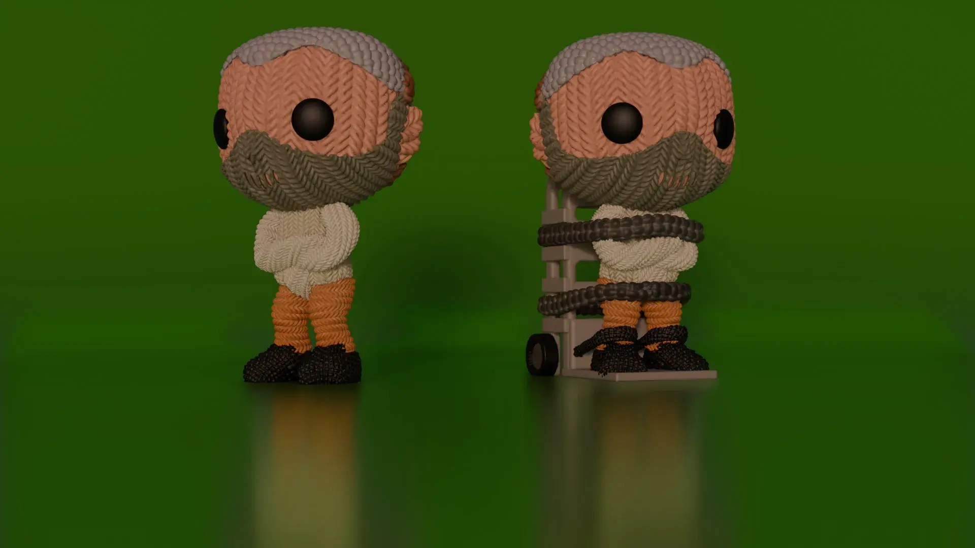 Crochet Hannibal Lecter with and w/o trolley