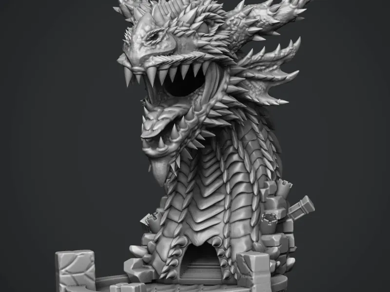 Tour à dés tête de dragon miniature STL pour impression 3D