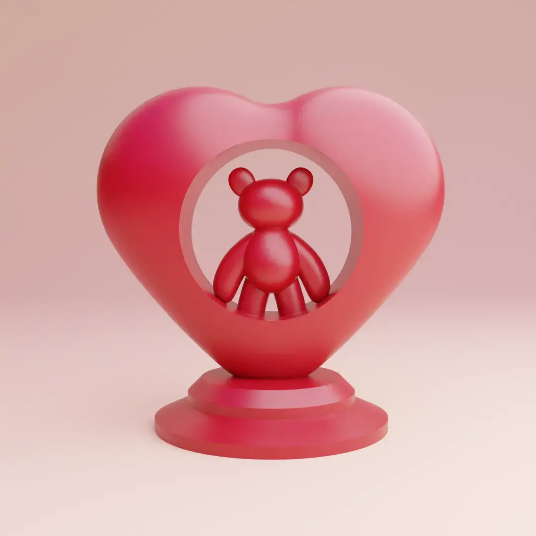 teddy bear inside a heart valentines decor