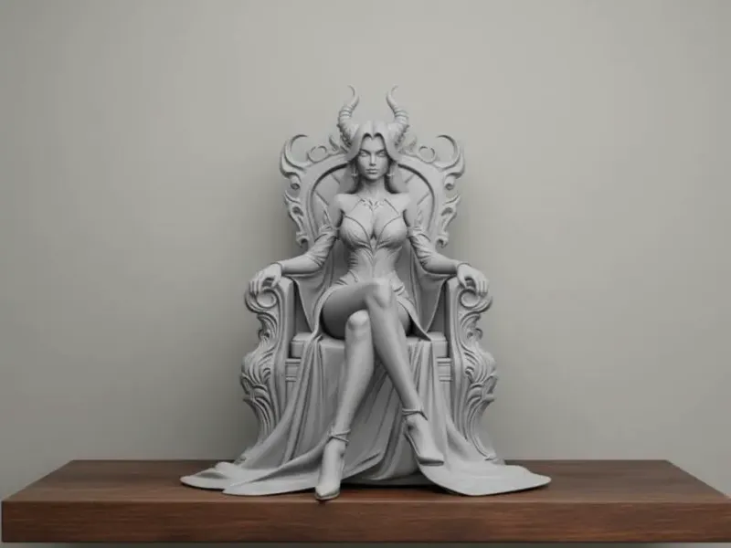sexy demon queen sitting on the throne