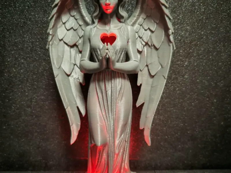 Angel Sculpture with Illuminated Heart – Remix