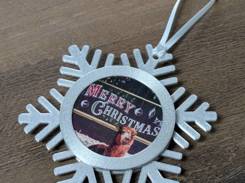 Snowflake Photo Ornament - Double Sided - Christmas Tree Dec