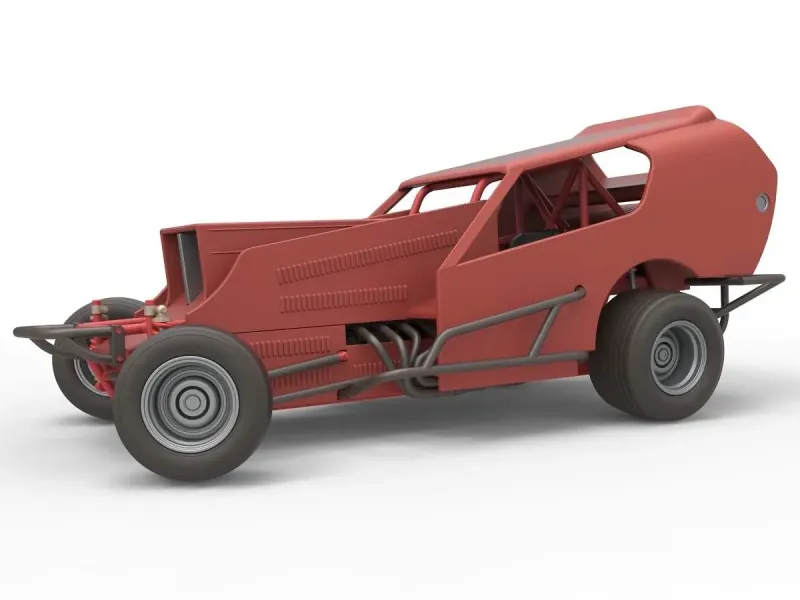Vintage Dirt Modified stock car Version 4 while turning 1:25