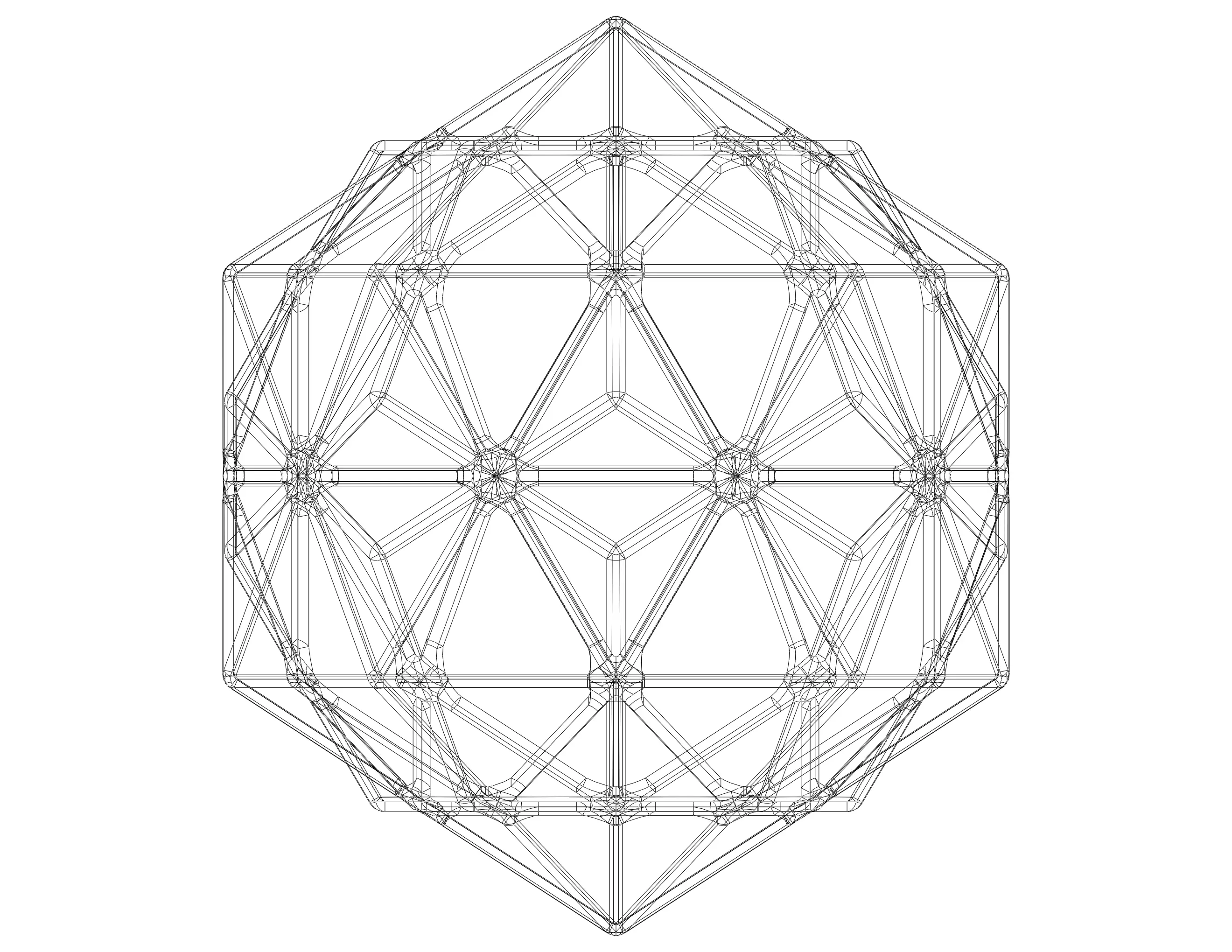 Formă Wireframe Compus din Dodecaedru și Icosaedru