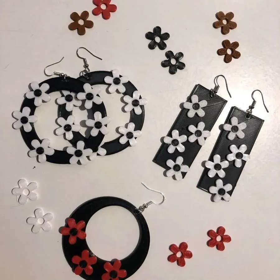 Earring flower split part pendientes flores