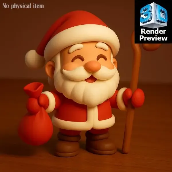 Cute Christmas Santa Claus Figurine STL – Holiday 3D Print M