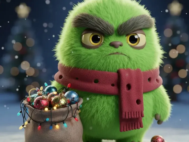 Grumpy Green Holiday Monster christmas Collectible Statue