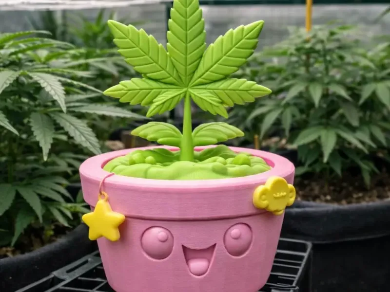 Vaso de Cannabis Fofo – Figura Decorativa de Mesa Impressa em 3D