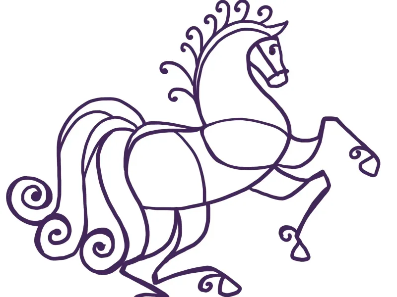 Line Horse Right Faux Stained Glass Frame
