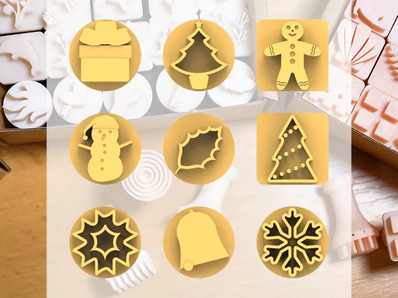 Ceramic Clay Stamp Set – Christmas 2 (9 Stamps, 20 mm)