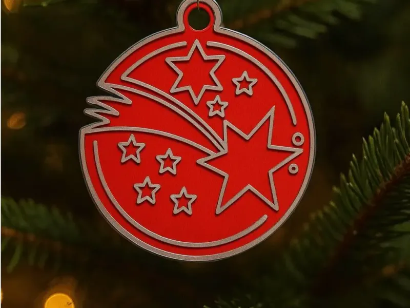 Falling star, two colors,  xmas tree bouble.