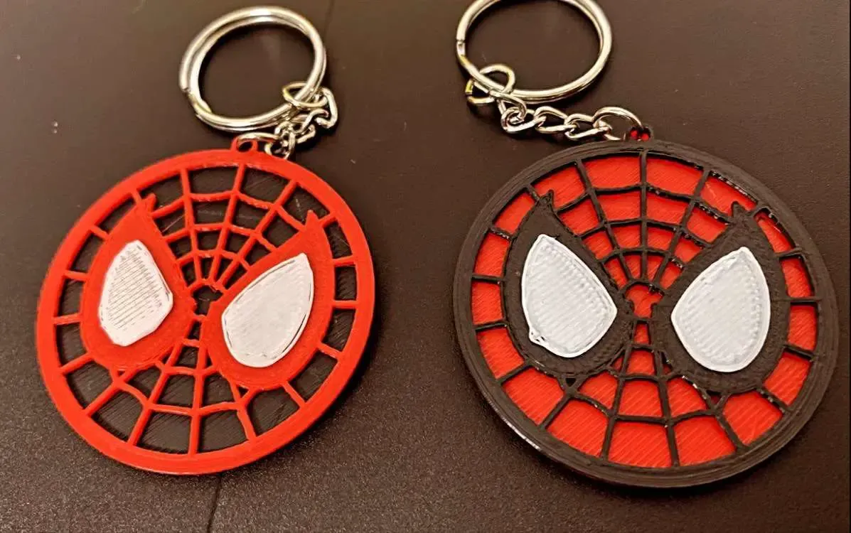 Spiderman and Logo 3 layered keychain